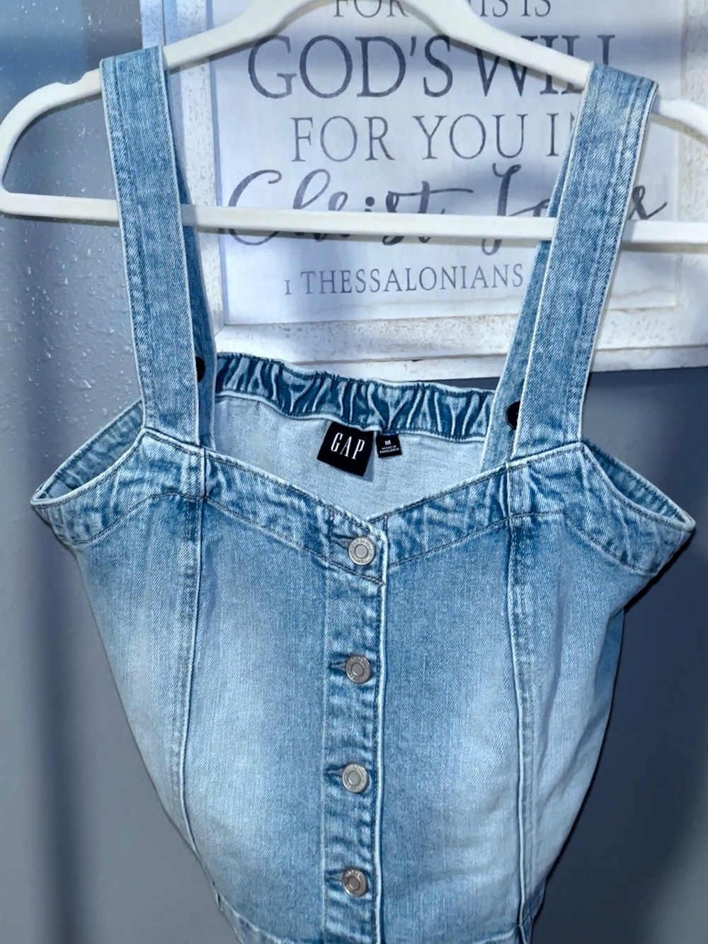 GAP Light Blue Denim Button-Front Women’s Overalls